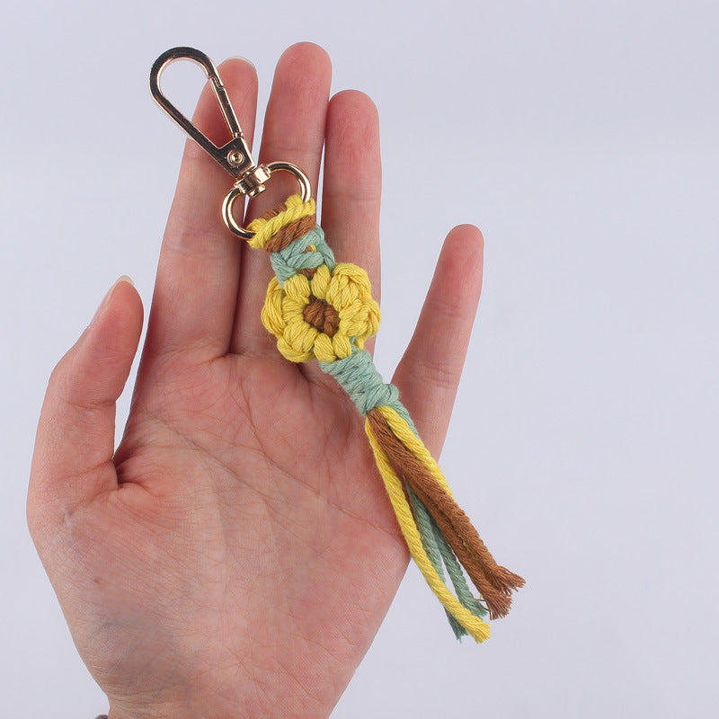 Wholesale Handmade Cotton Thread Woven Cartoon Flower Keychain